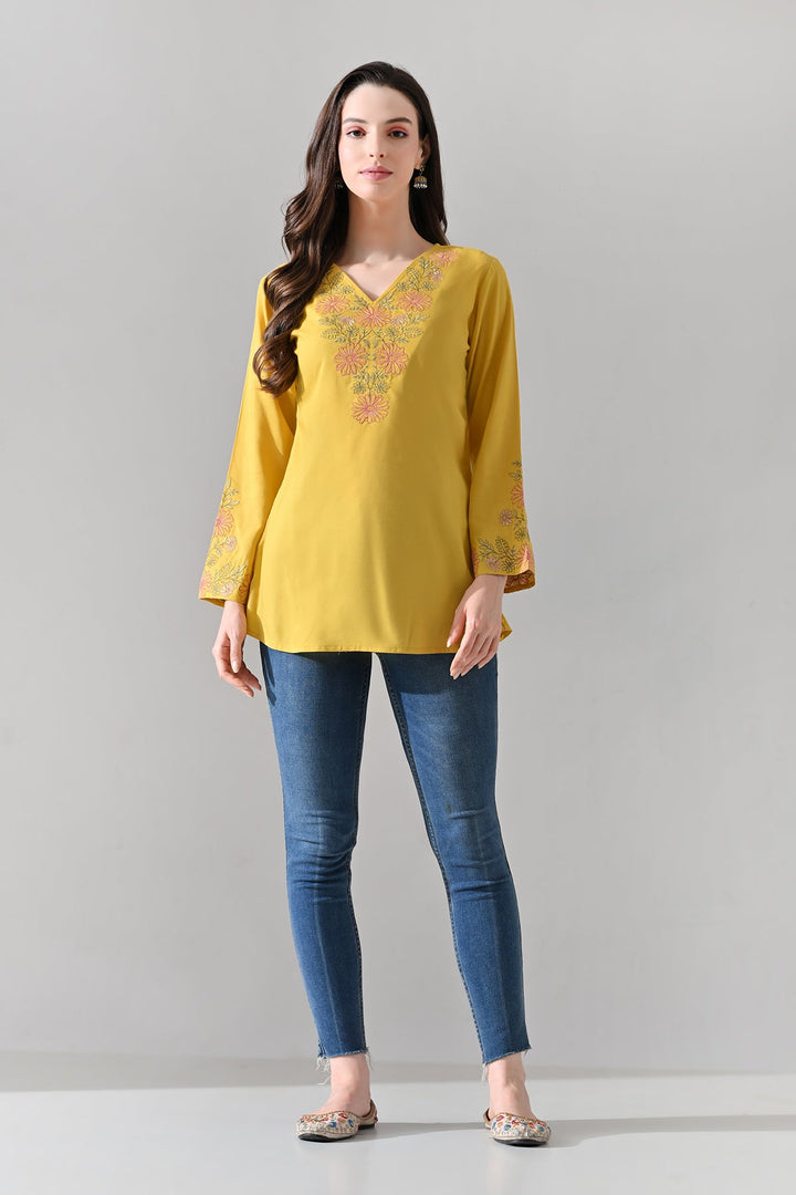 Yellow Embroidered Top