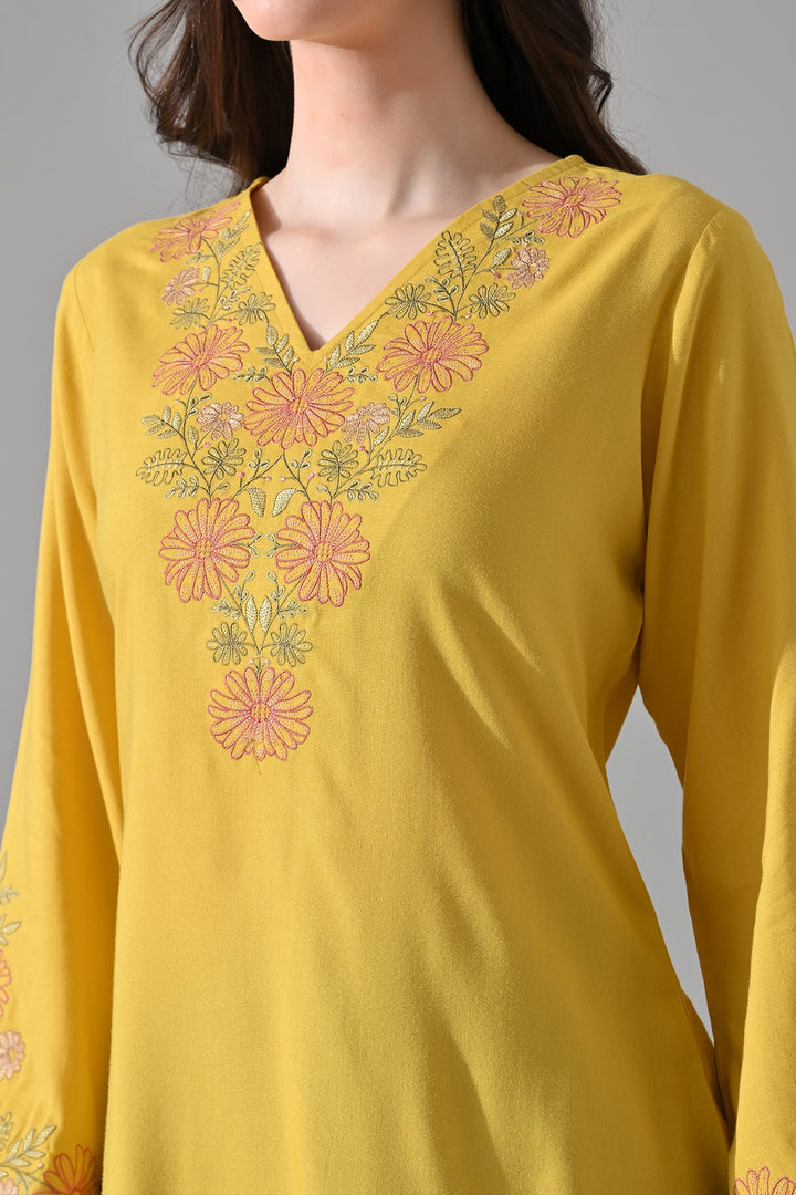 Yellow Embroidered Top