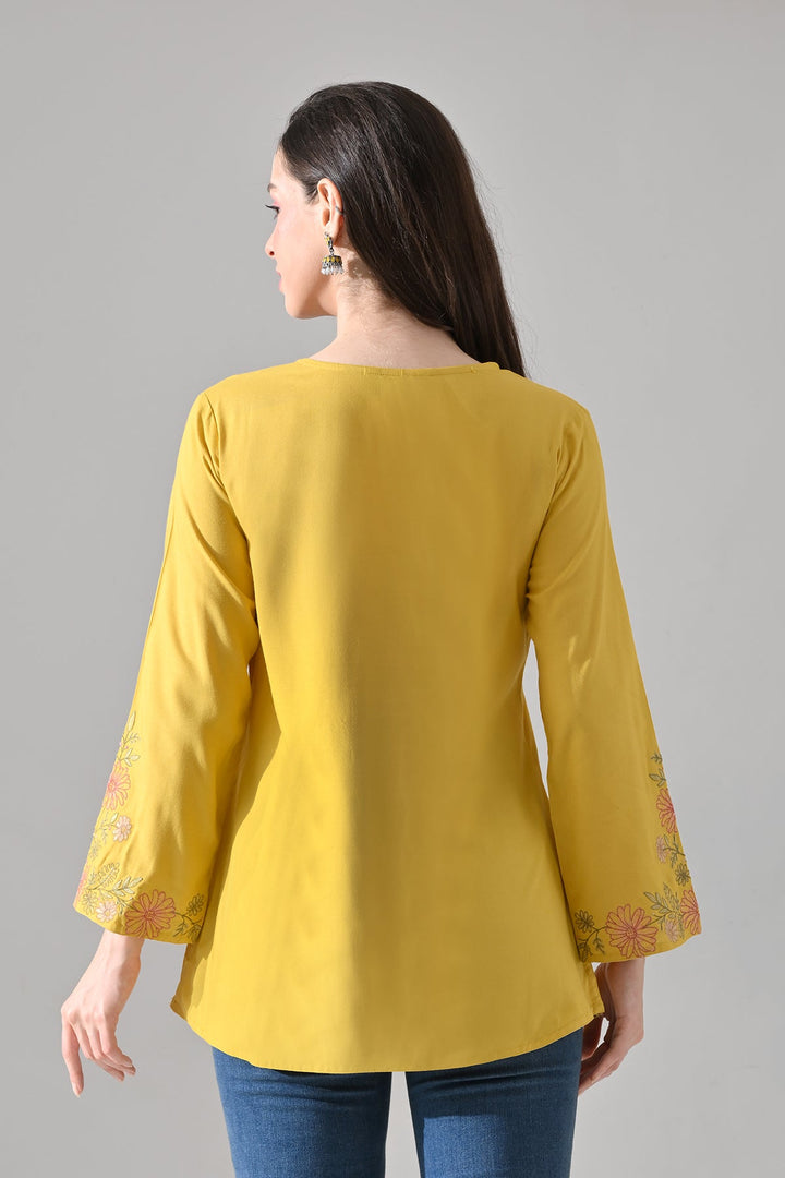 Yellow Embroidered Top