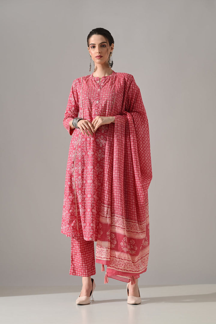 Pink Printed Kurta Set