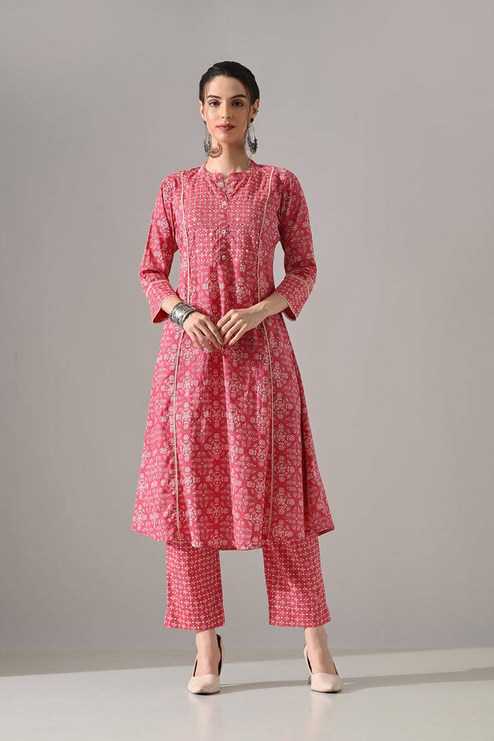 Pink Printed Kurta Set