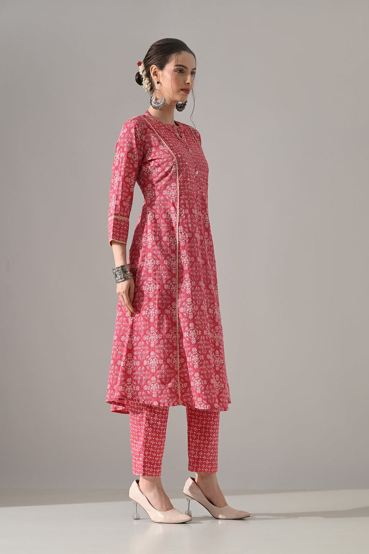 Pink Printed Kurta Set