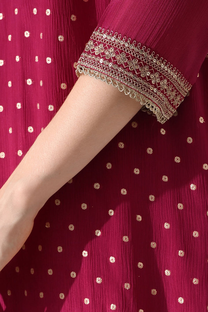 Magenta Printed Straight Kurta Set