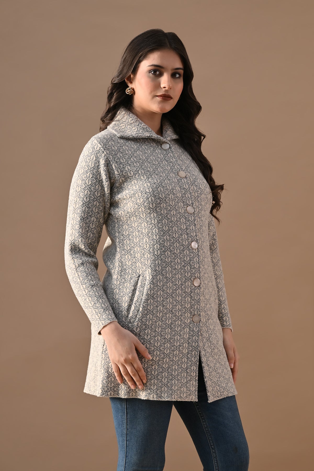 Winter Fawn Classic Collar Neck Overcoat