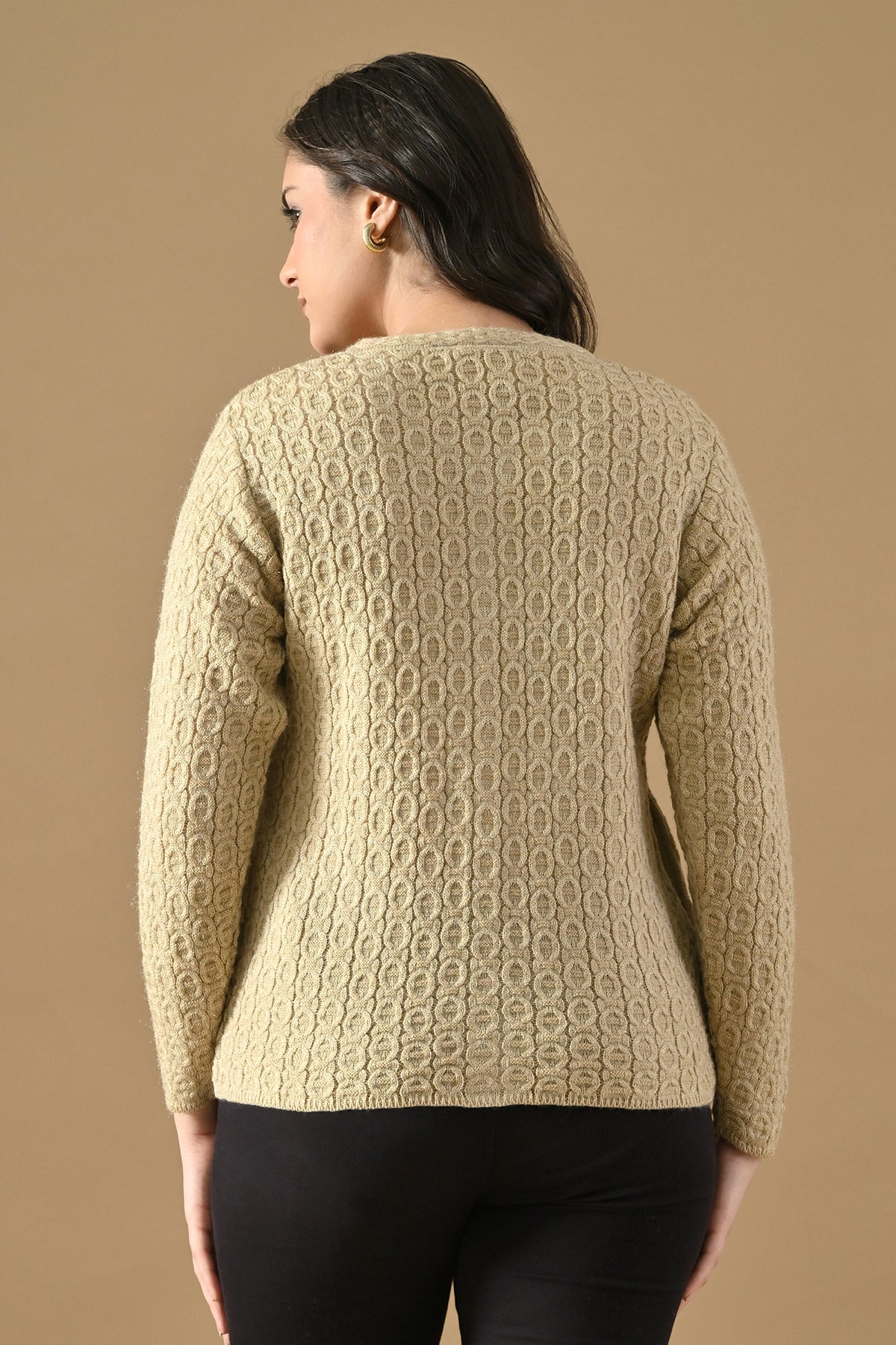 Winter Cream Knitted Mandarin Collar Cardigan