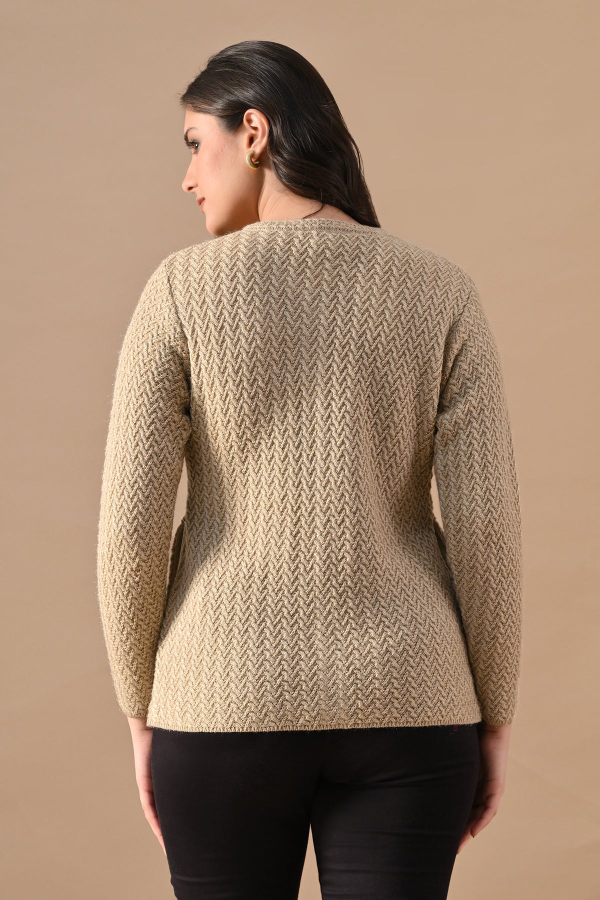 Winter Fawn Knitted V-Neck Cardigan