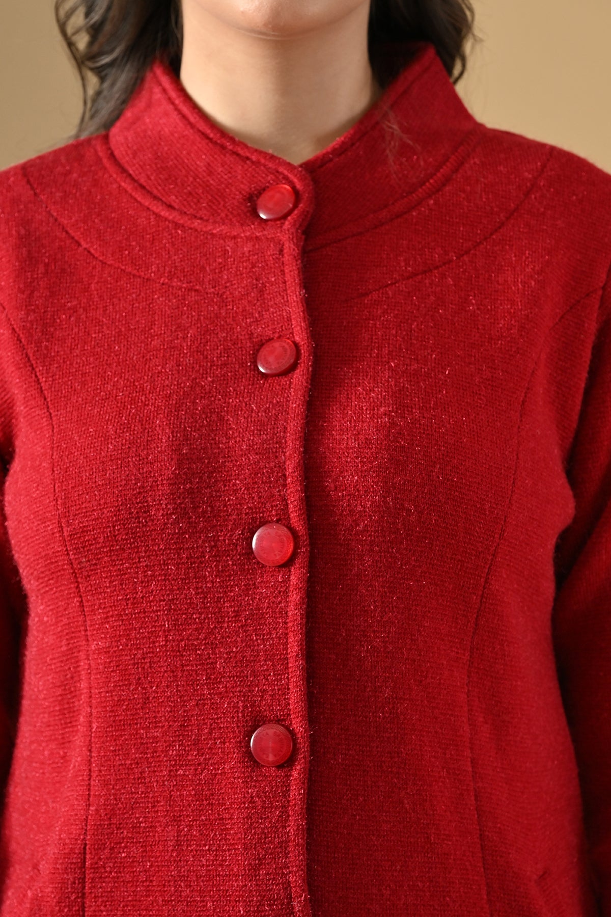 Winter Maroon Woven Longline Cardigan