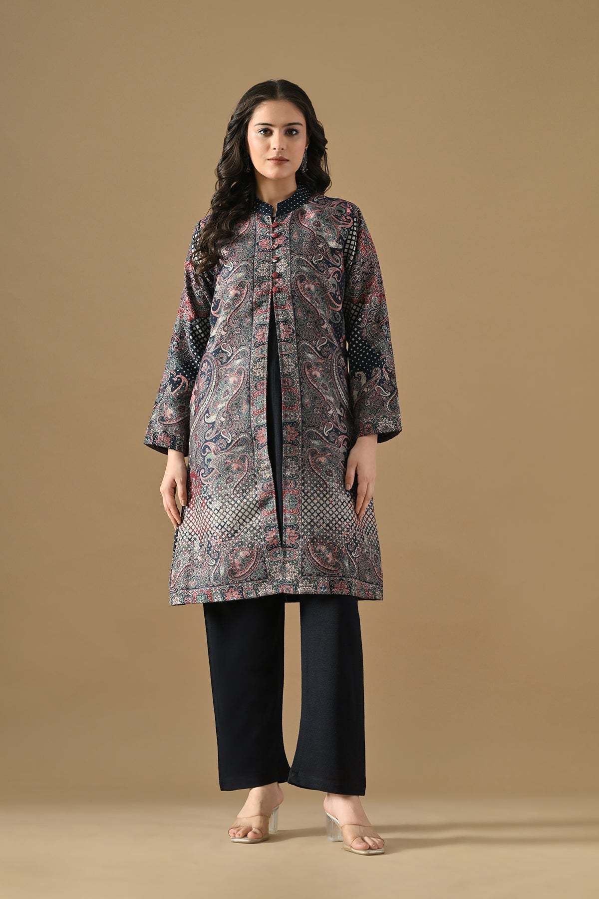 Winter Multi Ethnic Motifs Printed Woven Co-Ord Set