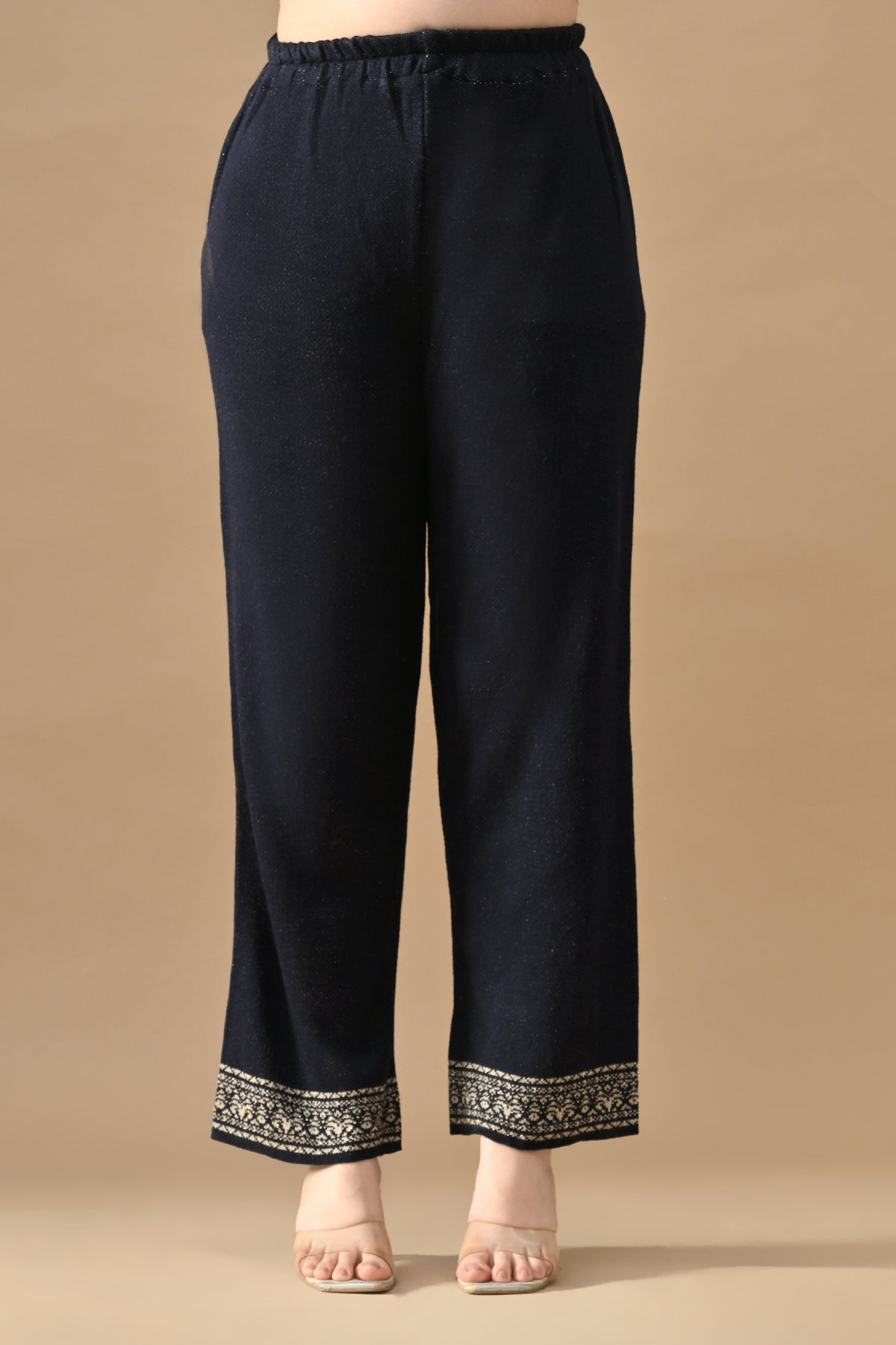 Winter Navy Blue Ethnic Motifs Woven Co-Ord Set