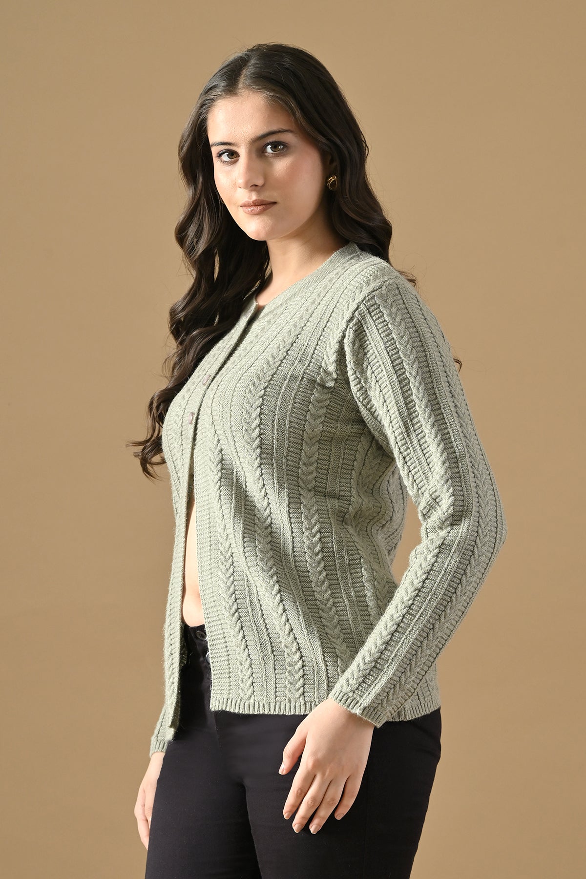 Winter Grey Knitted V-Neck Cardigan