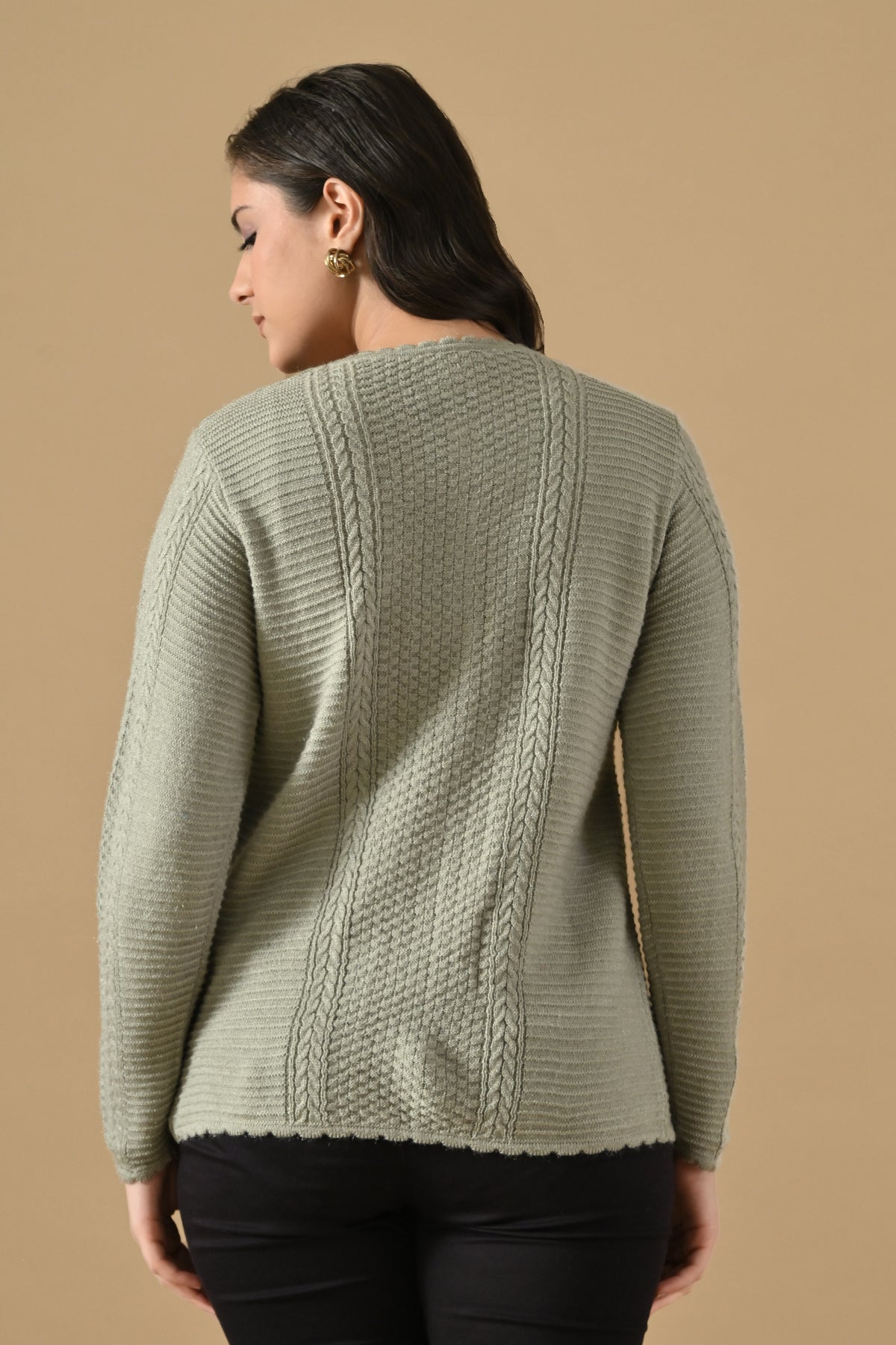 Winter Grey Knitted Button-Down Cardigan