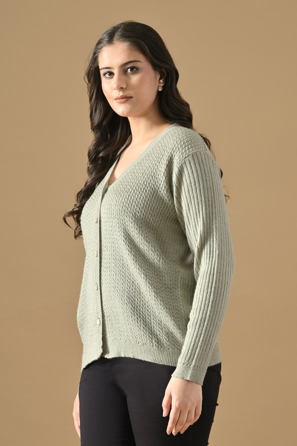 Winter Grey Knitted V-Neck Cardigan
