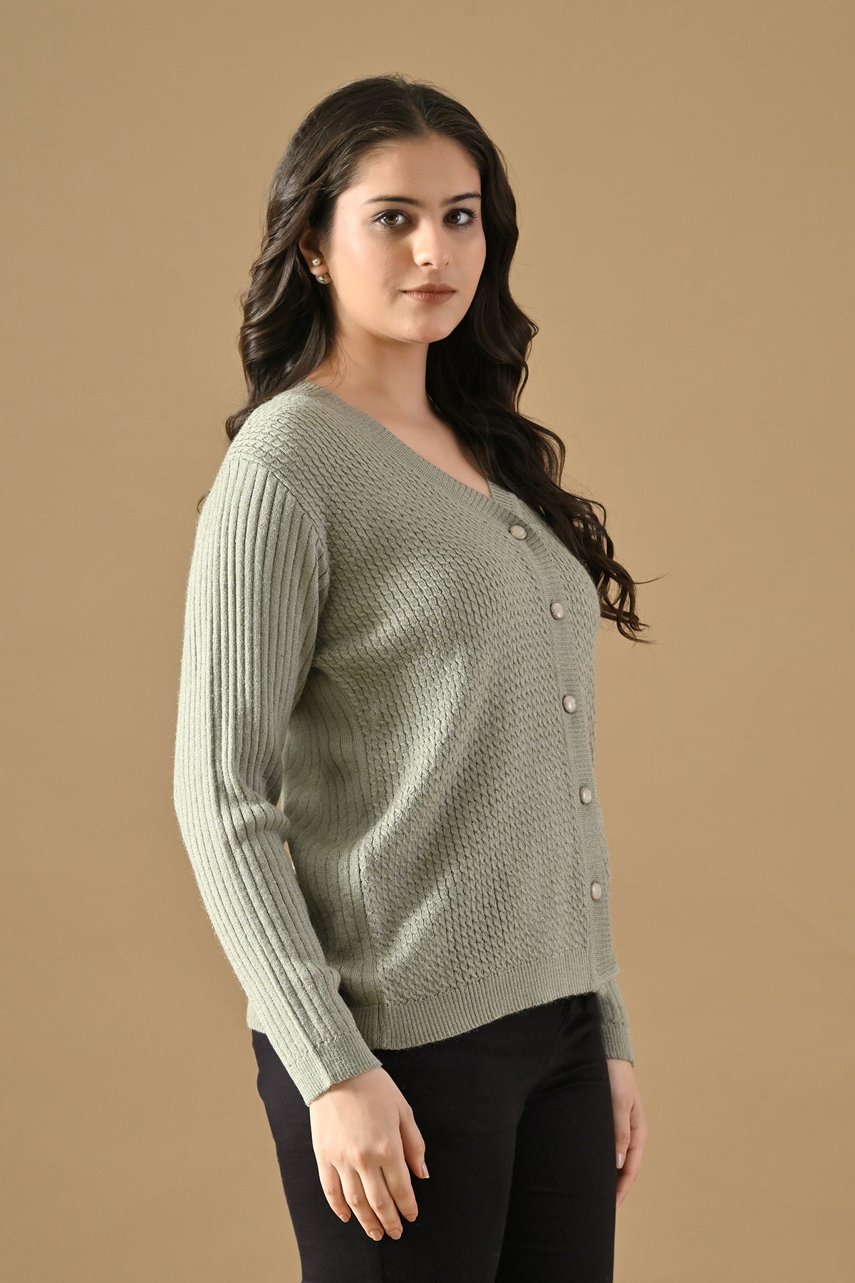 Winter Grey Knitted V-Neck Cardigan