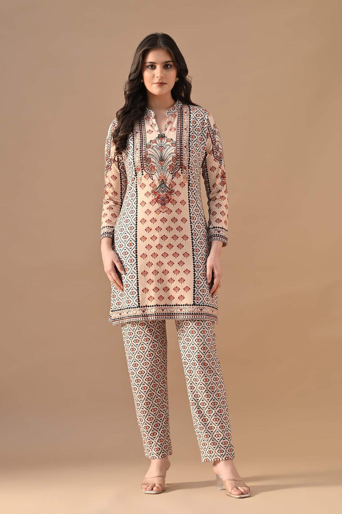 Winter Off-White Printed Woven Co-Ord Set