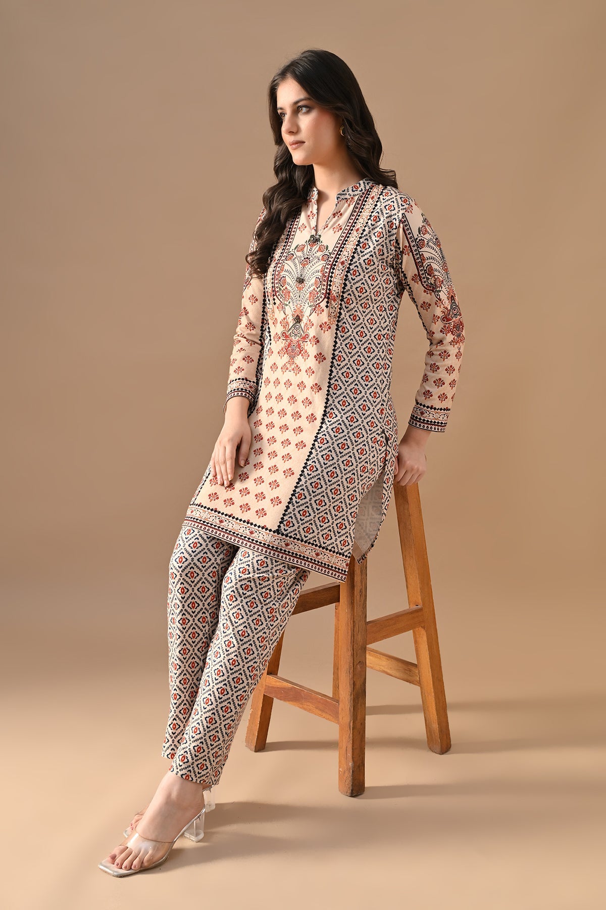 Winter Off-White Printed Woven Co-Ord Set