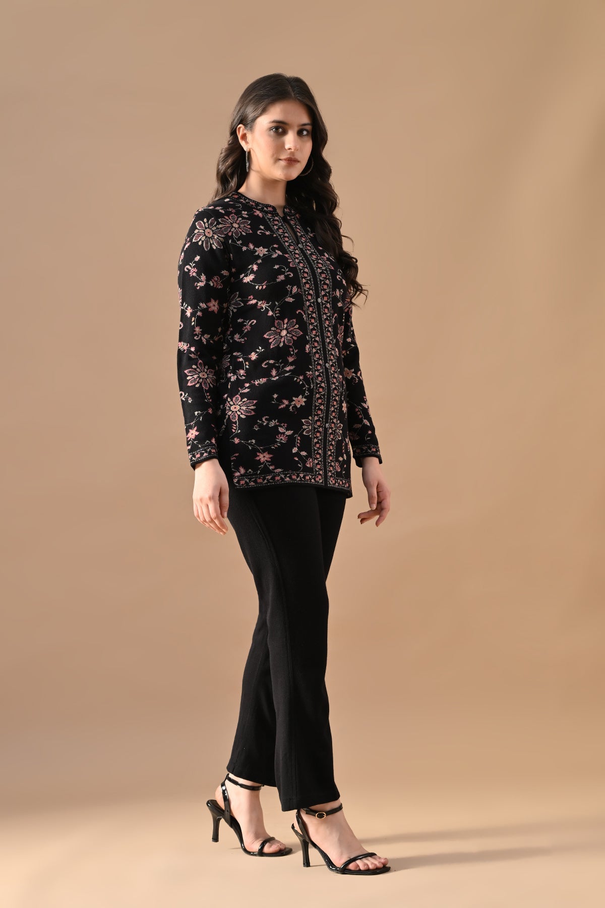 Winter Black Ethnic Motifs Woven Co-Ord Set