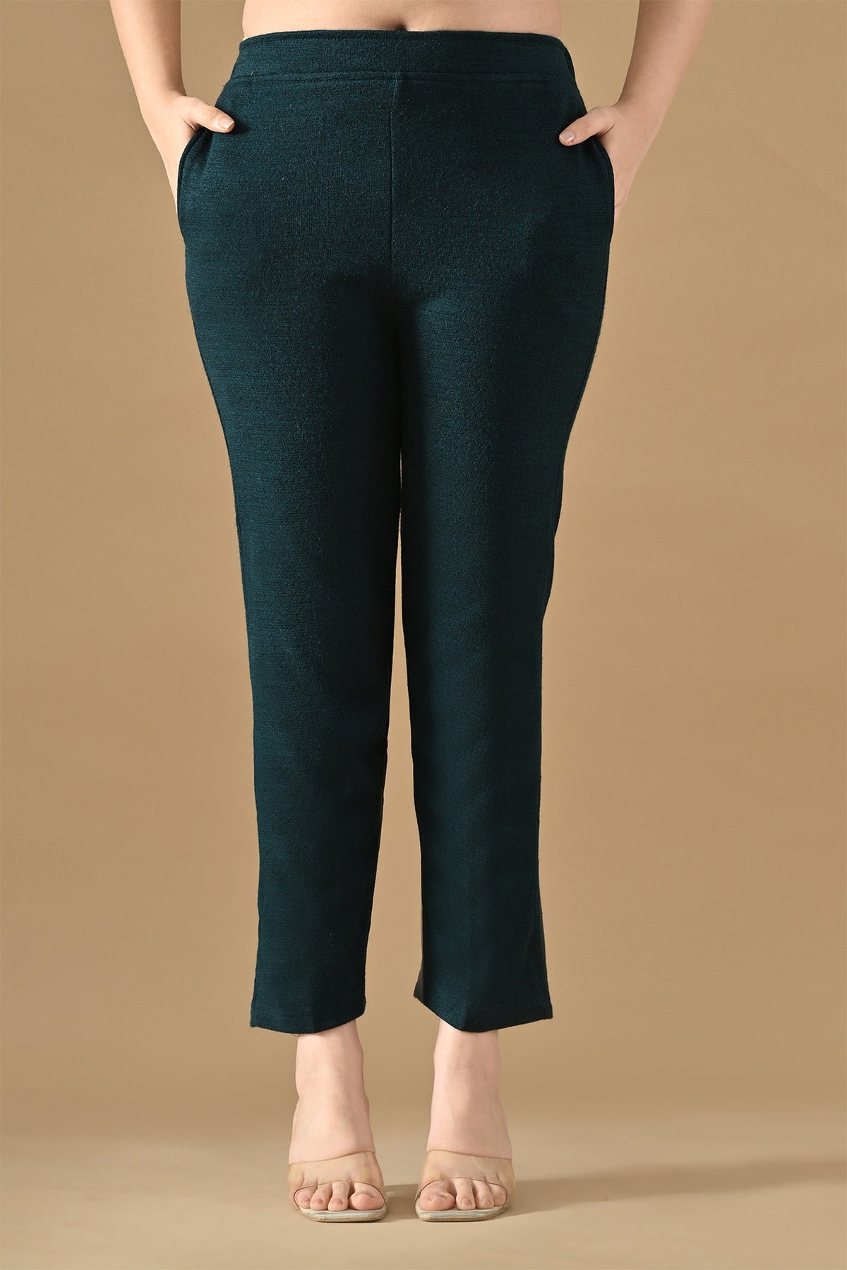 Winter Peacock Blue Woven Embroideredred Kurta Set