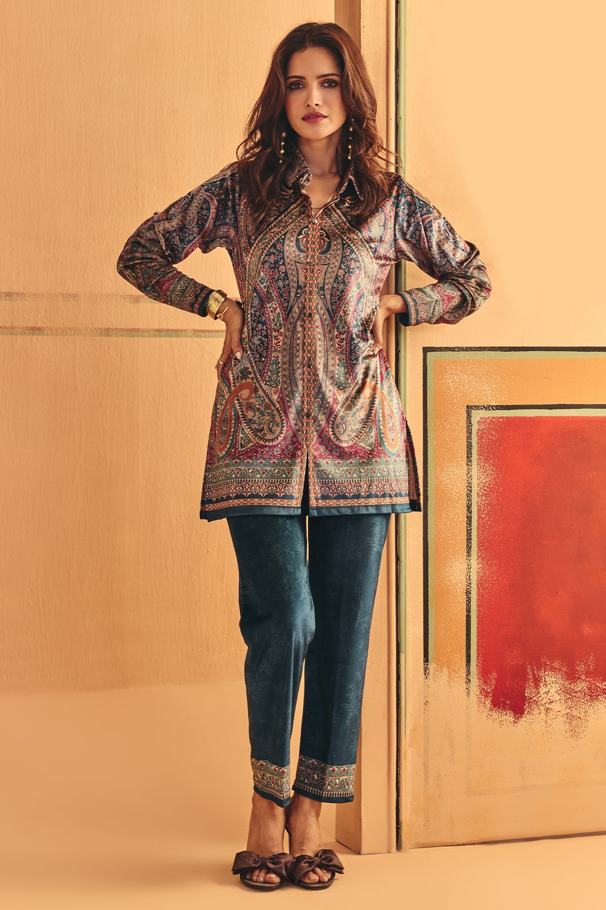 Winter Multi Printed Velvet Co-Ord Set
