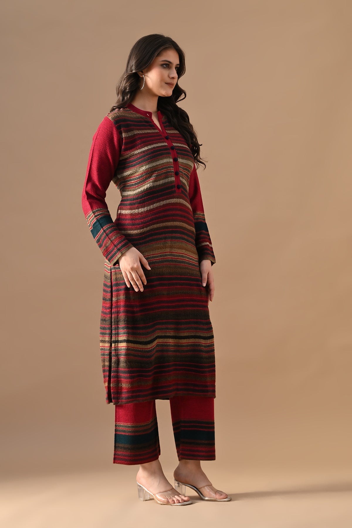 Winter Multi Self Design Woven Kurta Set