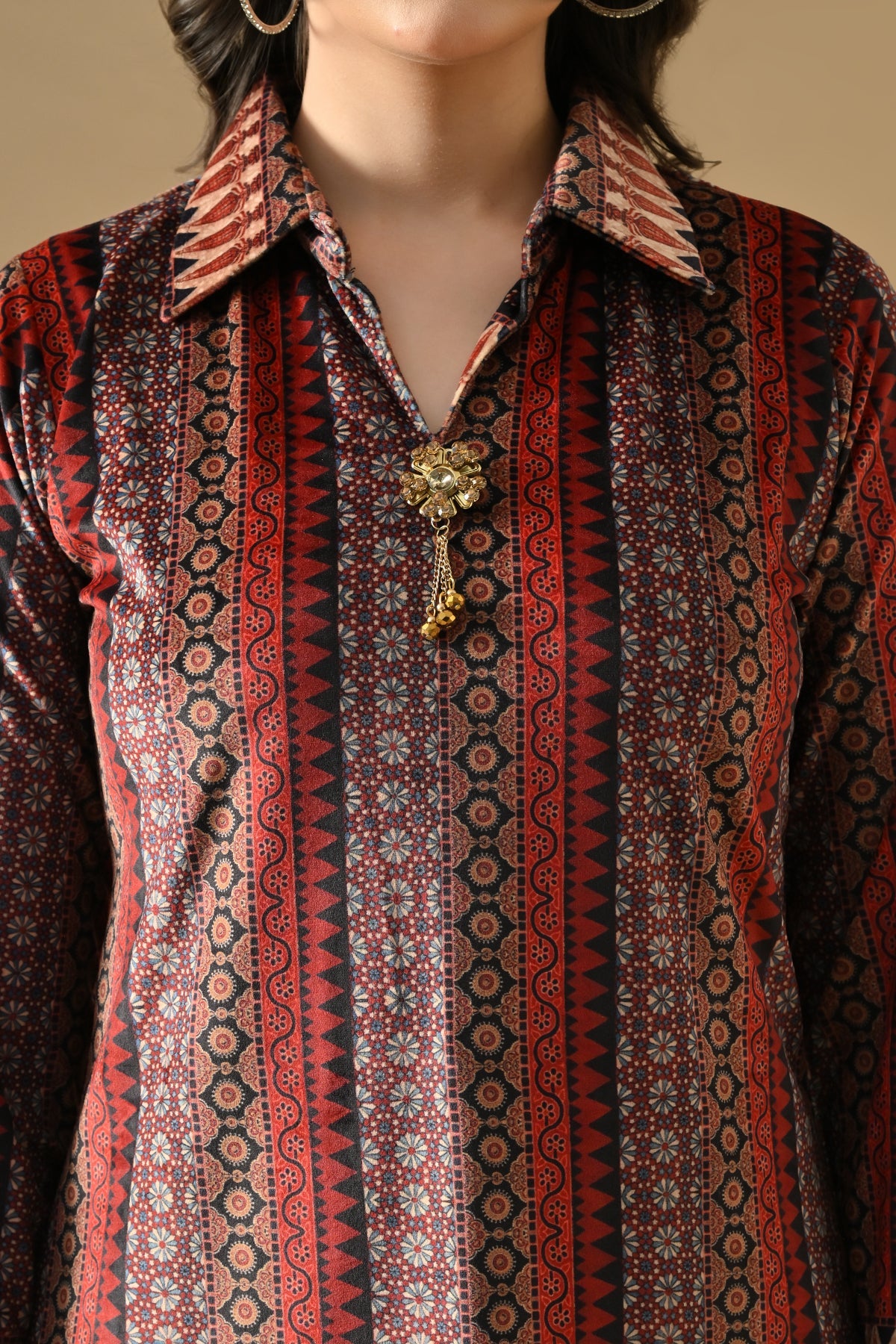 Winter Multi Printed Velvet Co-Ord Set