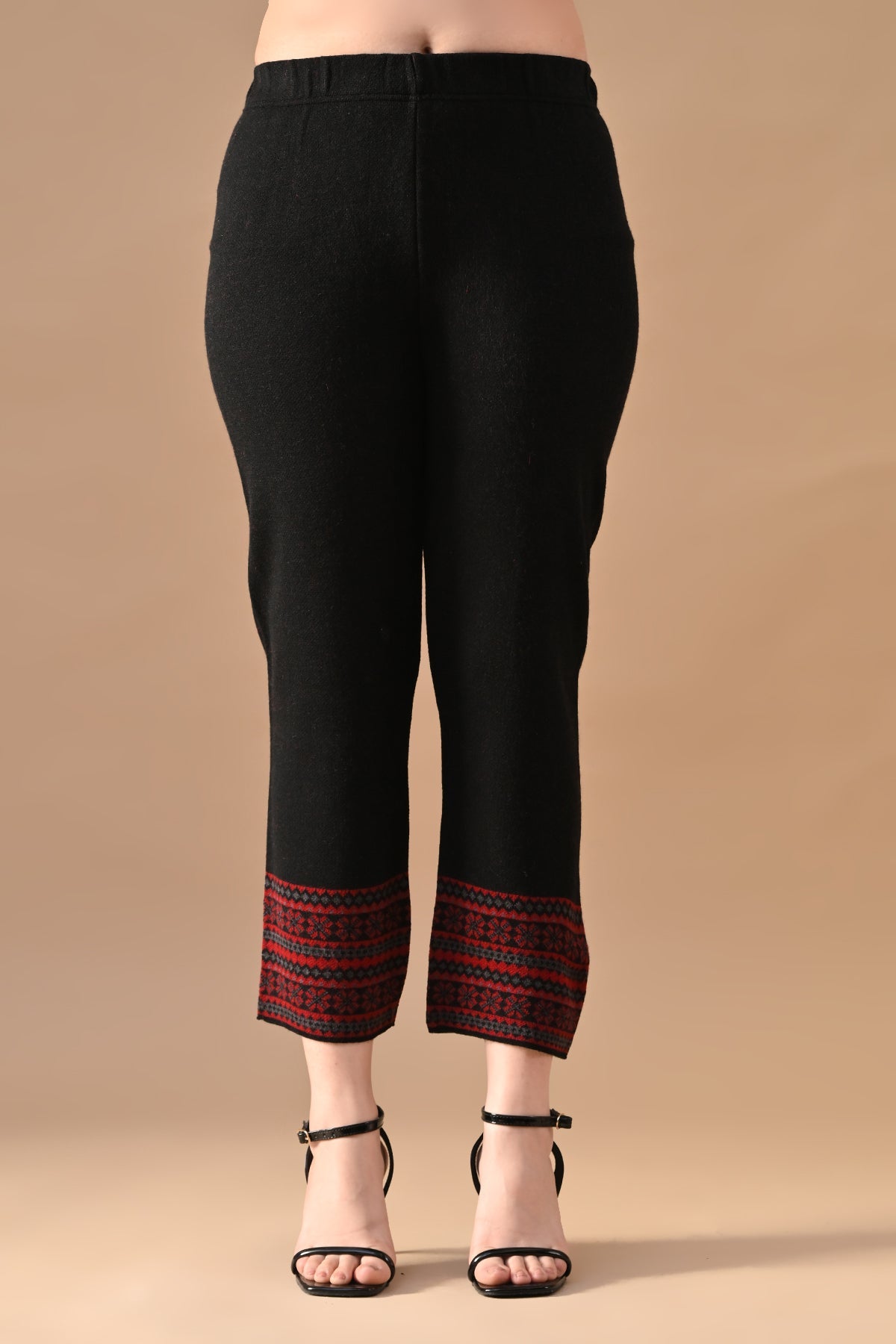 Winter Black Printed Ethnic Motifs Woven Kurta Set