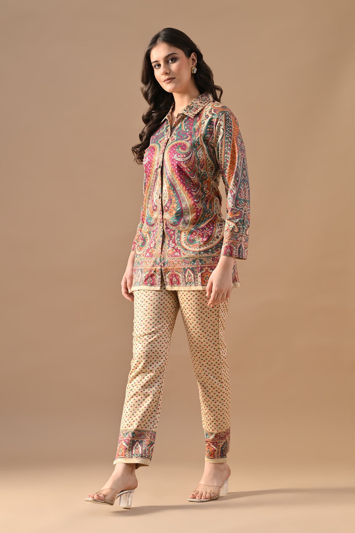 Winter Cream Printed Woven Co-Ord Set