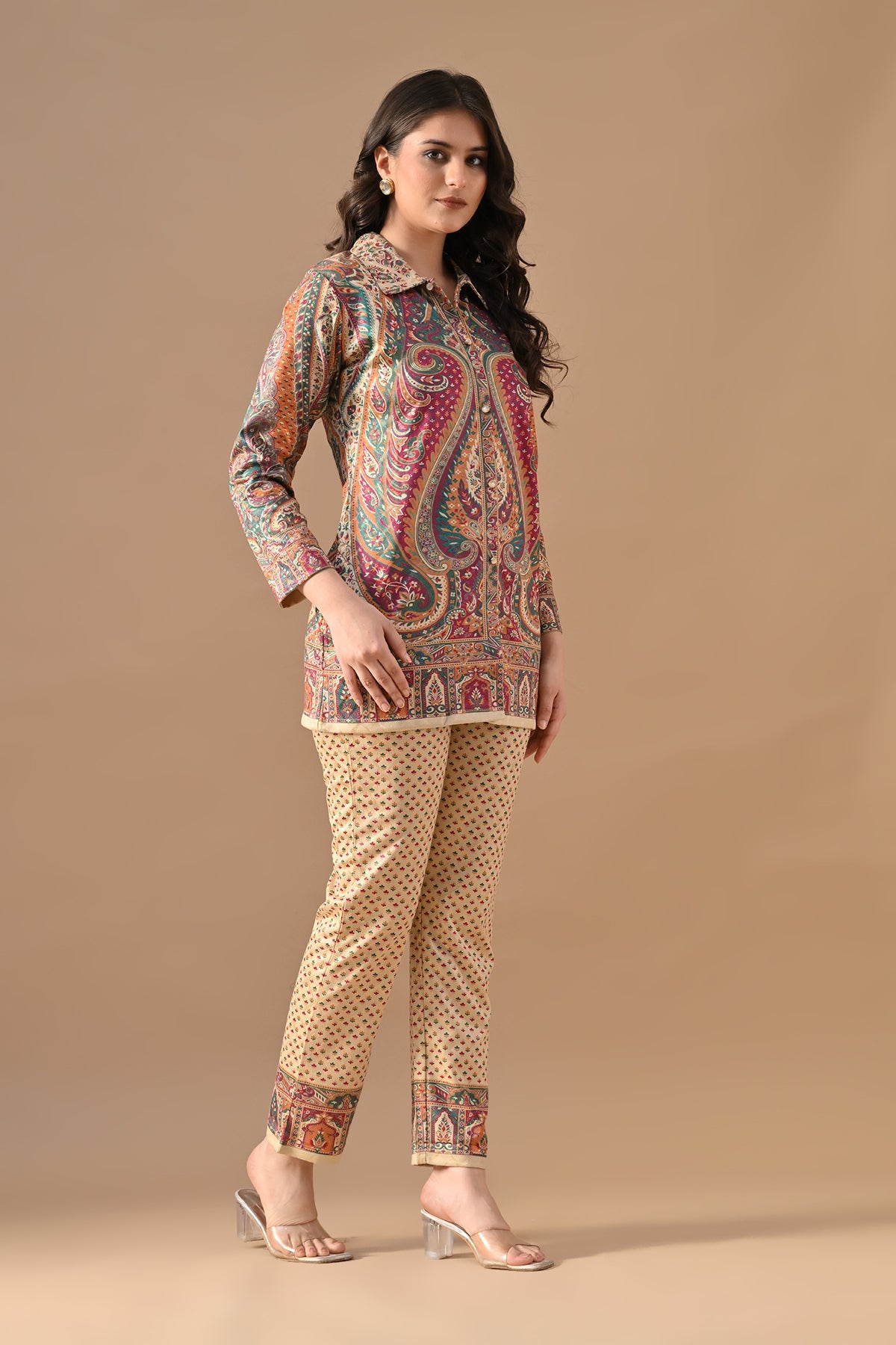 Winter Cream Printed Woven Co-Ord Set