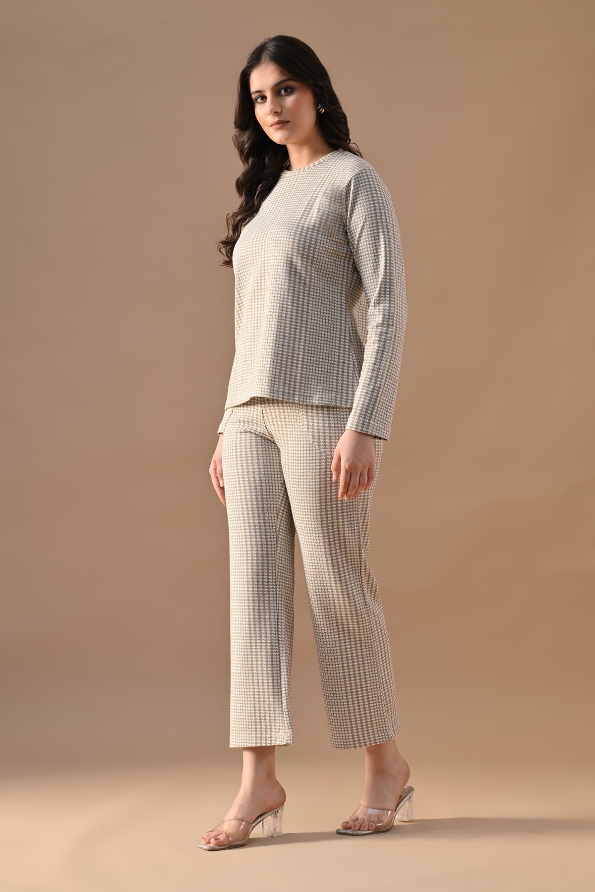 Winter Fawn Self Design Woven Co-Ord Set