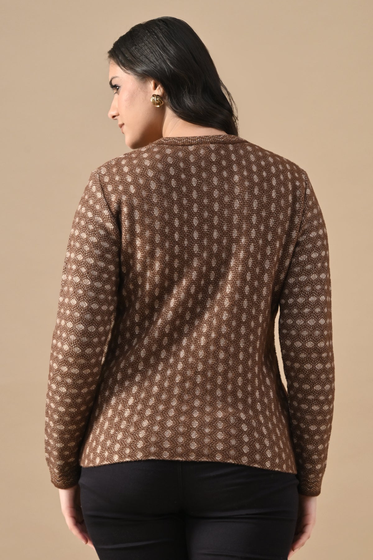 Winter Brown Knitted Button-Down Cardigan