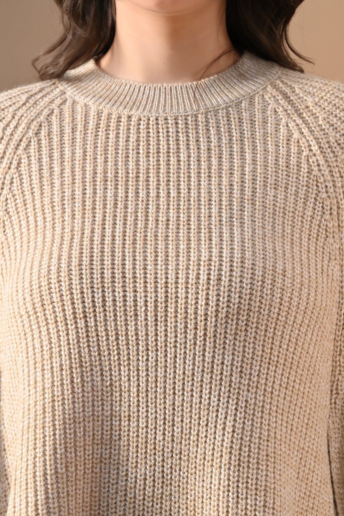 Winter Beige Knitted Poncho
