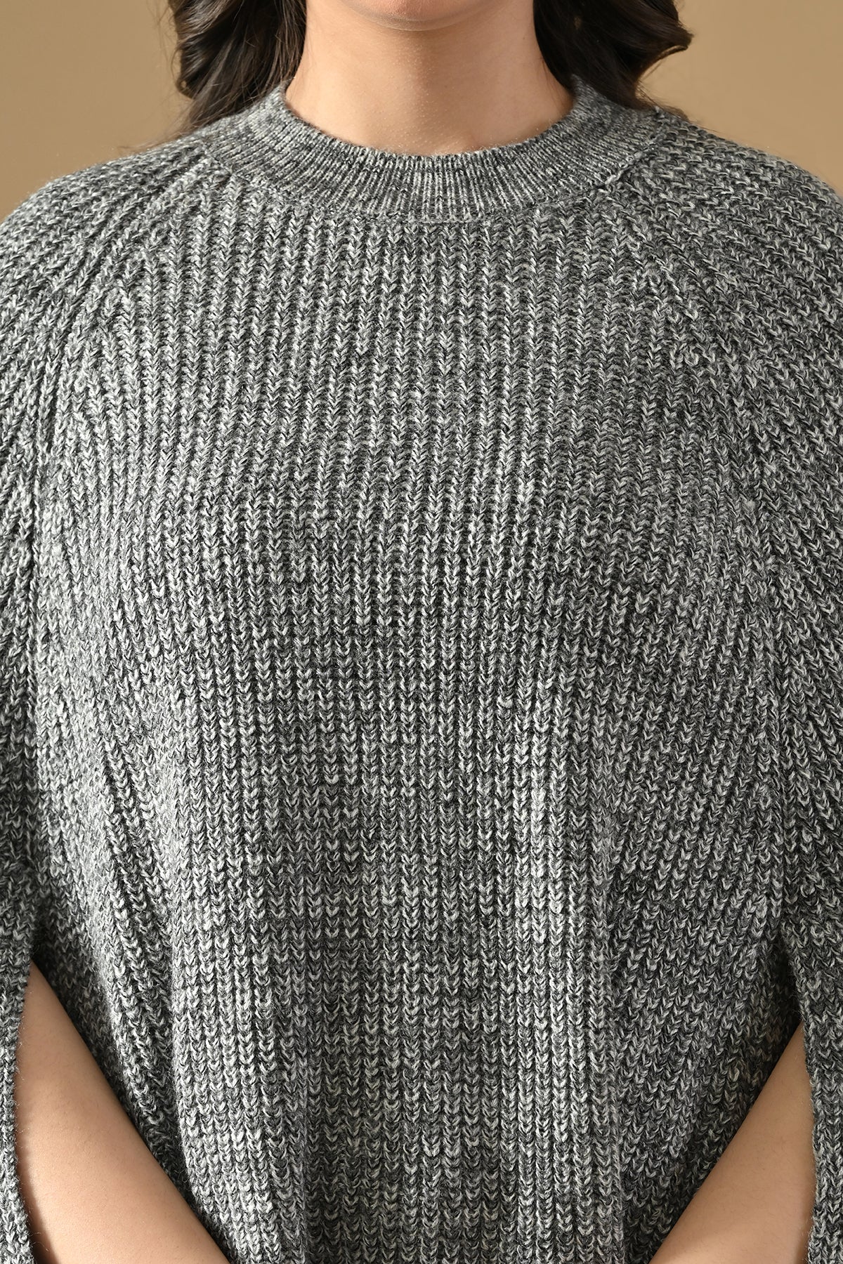 Winter Grey Knitted Poncho