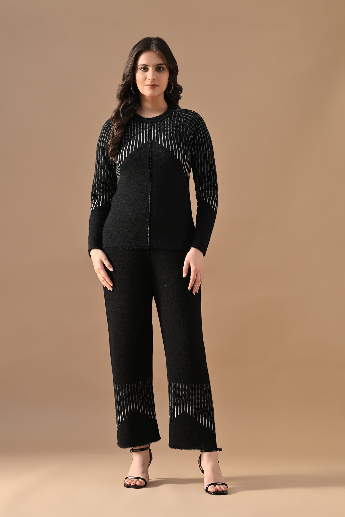 Winter Black Ethnic Motifs Woven Co-Ord Set