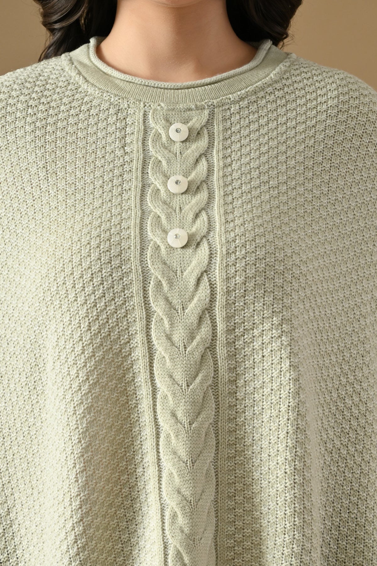 Winter Cream Knitted Poncho