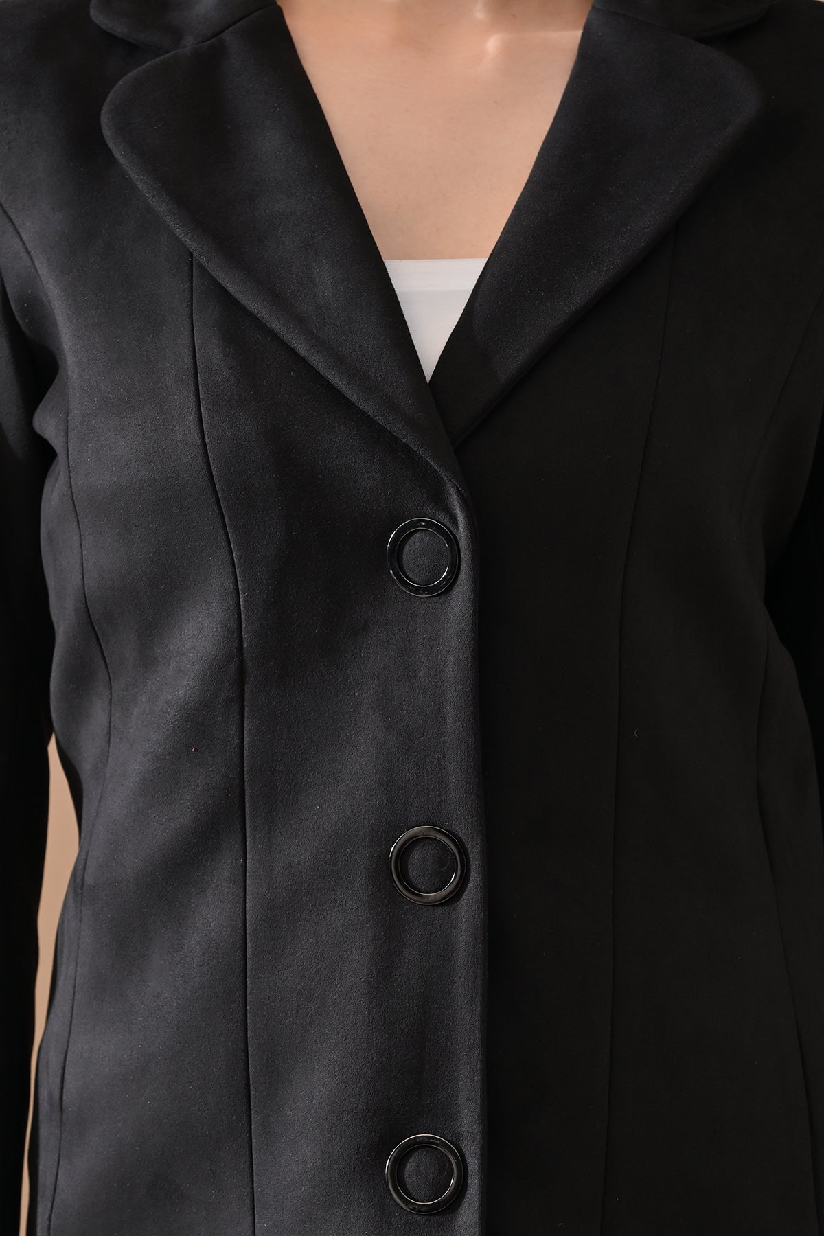 Winter Black Classic Notch Collar Neck Overcoat