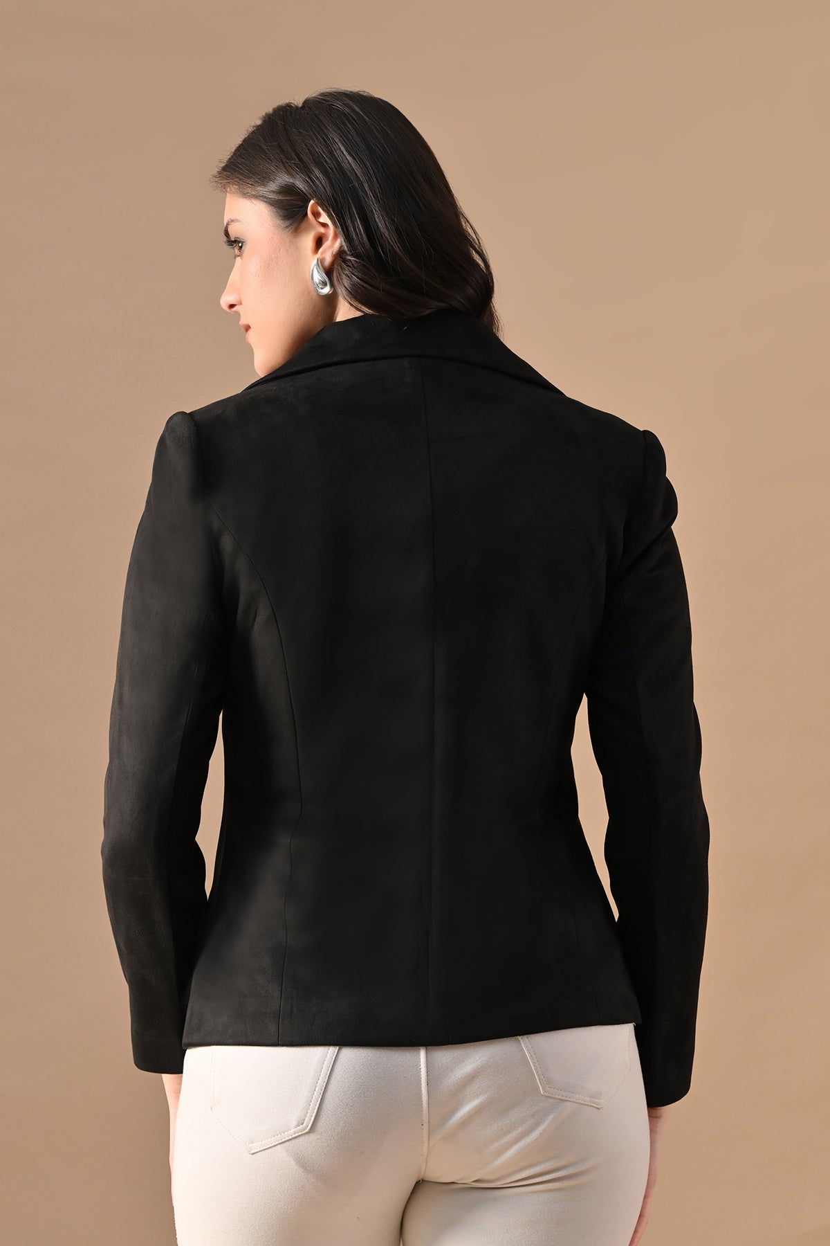 Winter Black Classic Notch Collar Neck Overcoat