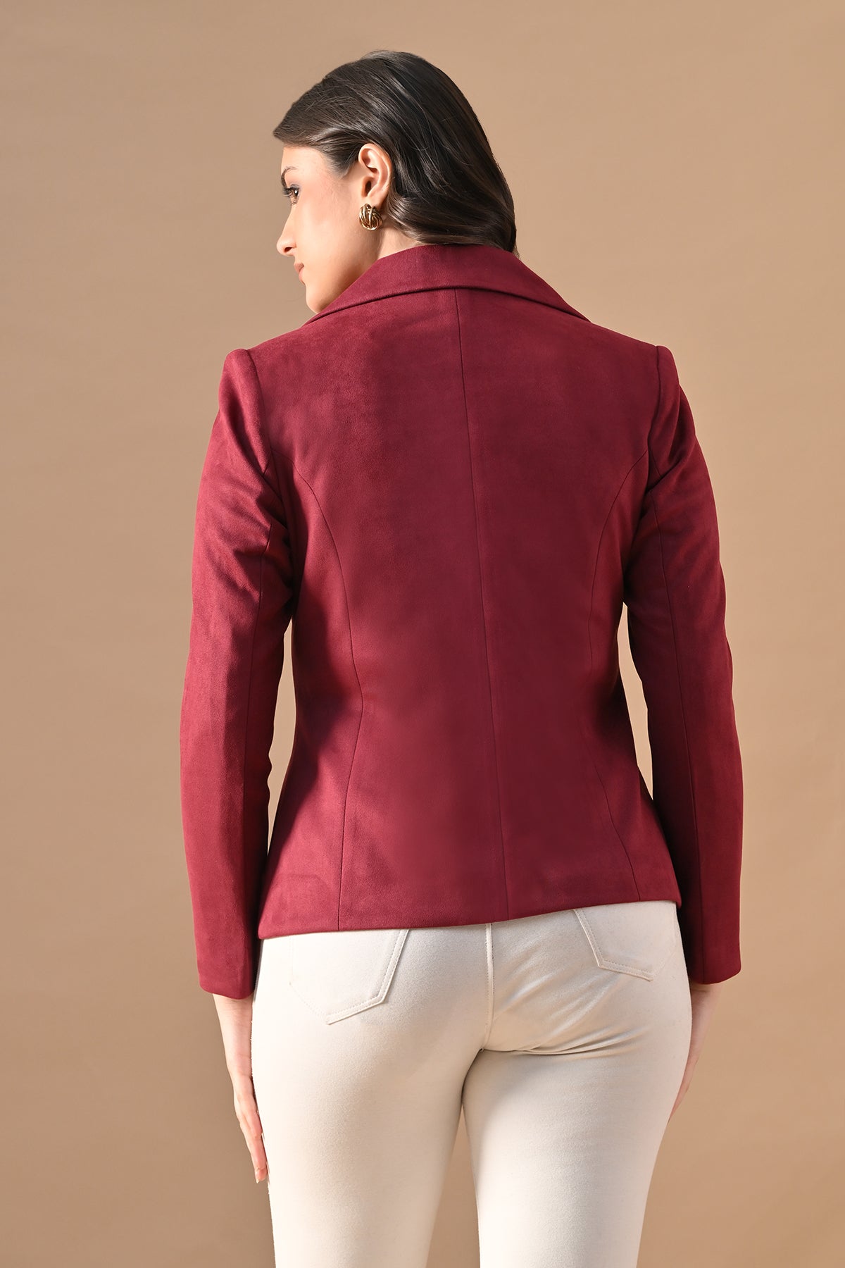 Winter Wine Solid Classic Notch Collar Neck Overcoat