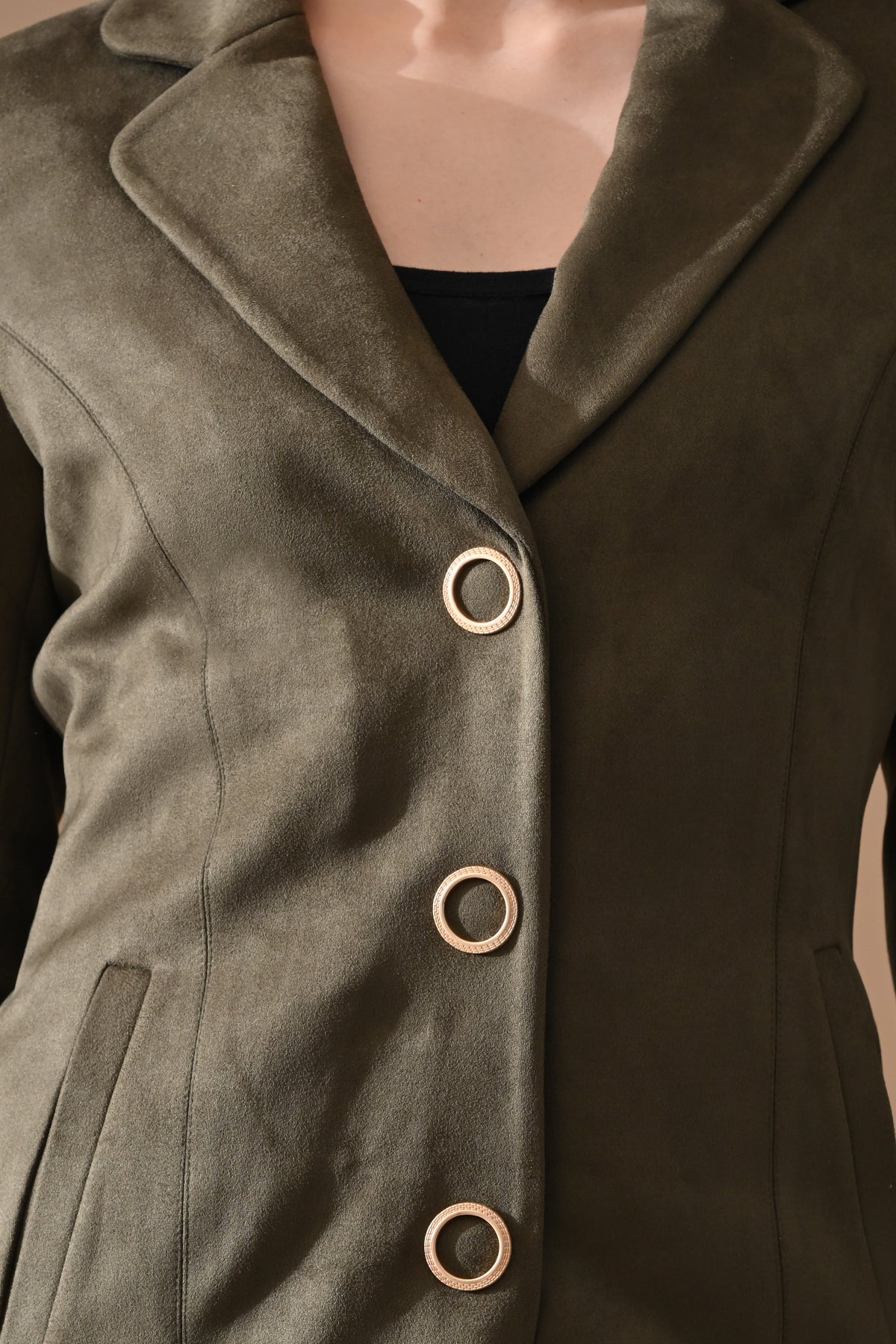 Winter Green Solid Classic Notch Collar Neck Overcoat