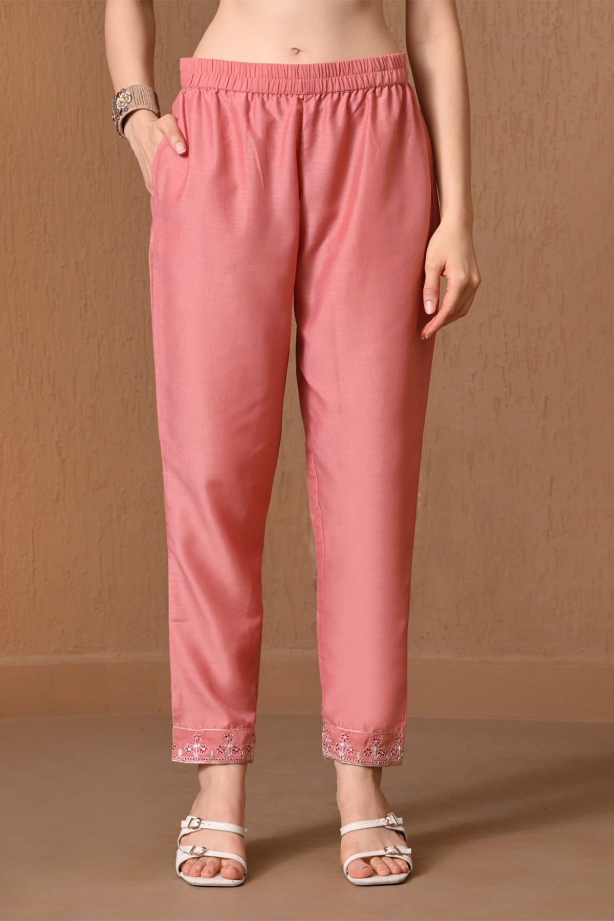 Peach Embroidered Kurta 3 Pcs Set