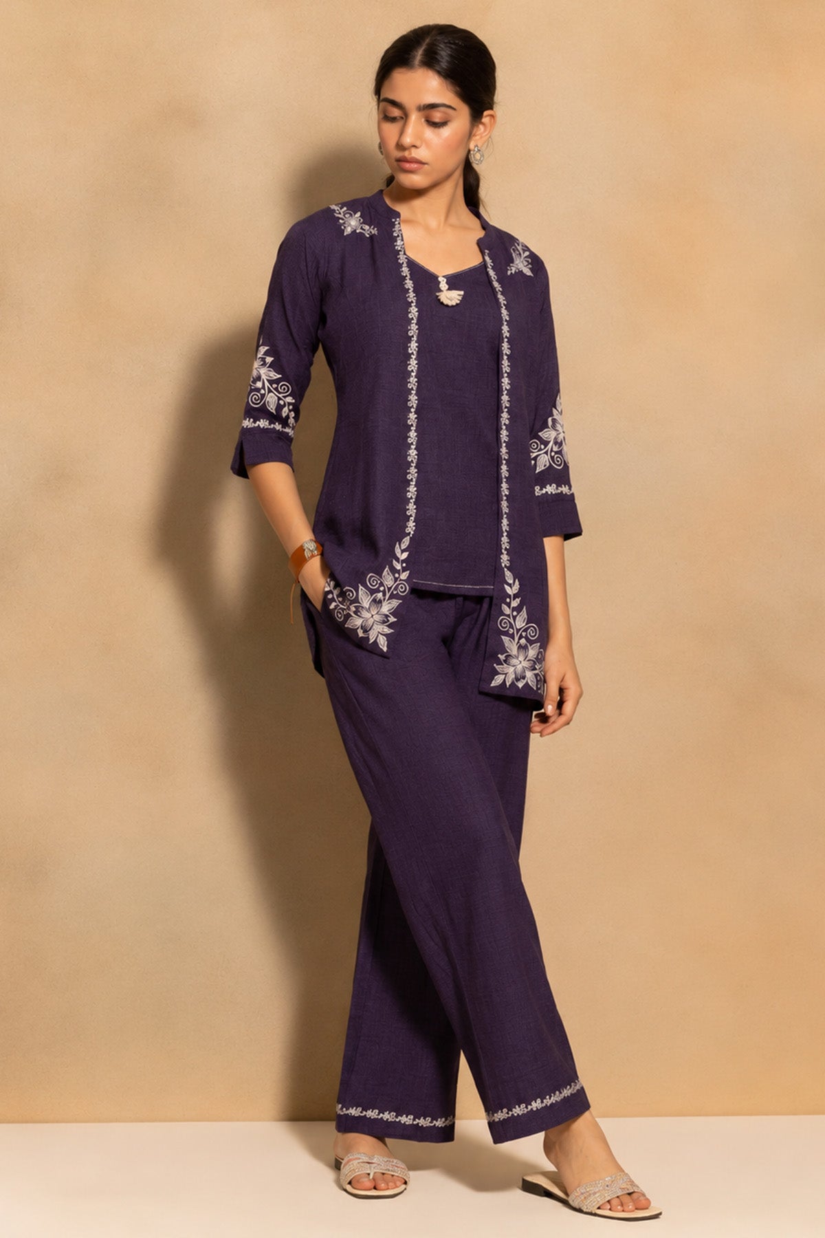 Indigo Blue Embroidered Co-ord Set