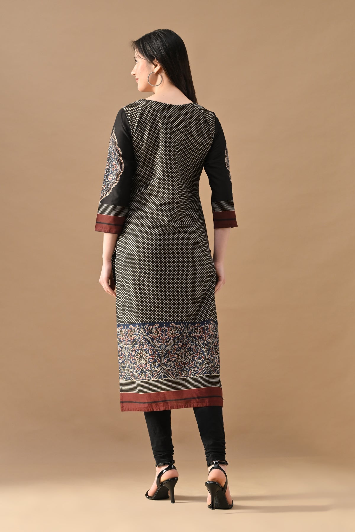 Black Printed Ethnic Motifs Kurta