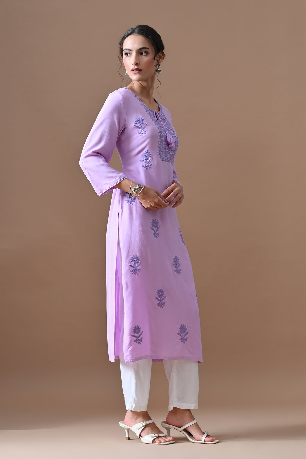 Purple Embroidered Kurta
