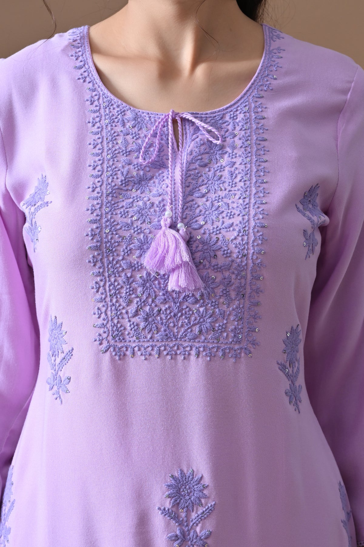 Purple Embroidered Kurta