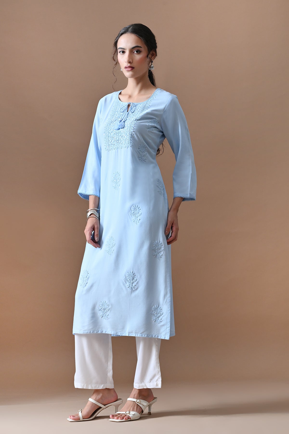 Light Blue Embroidered Kurta