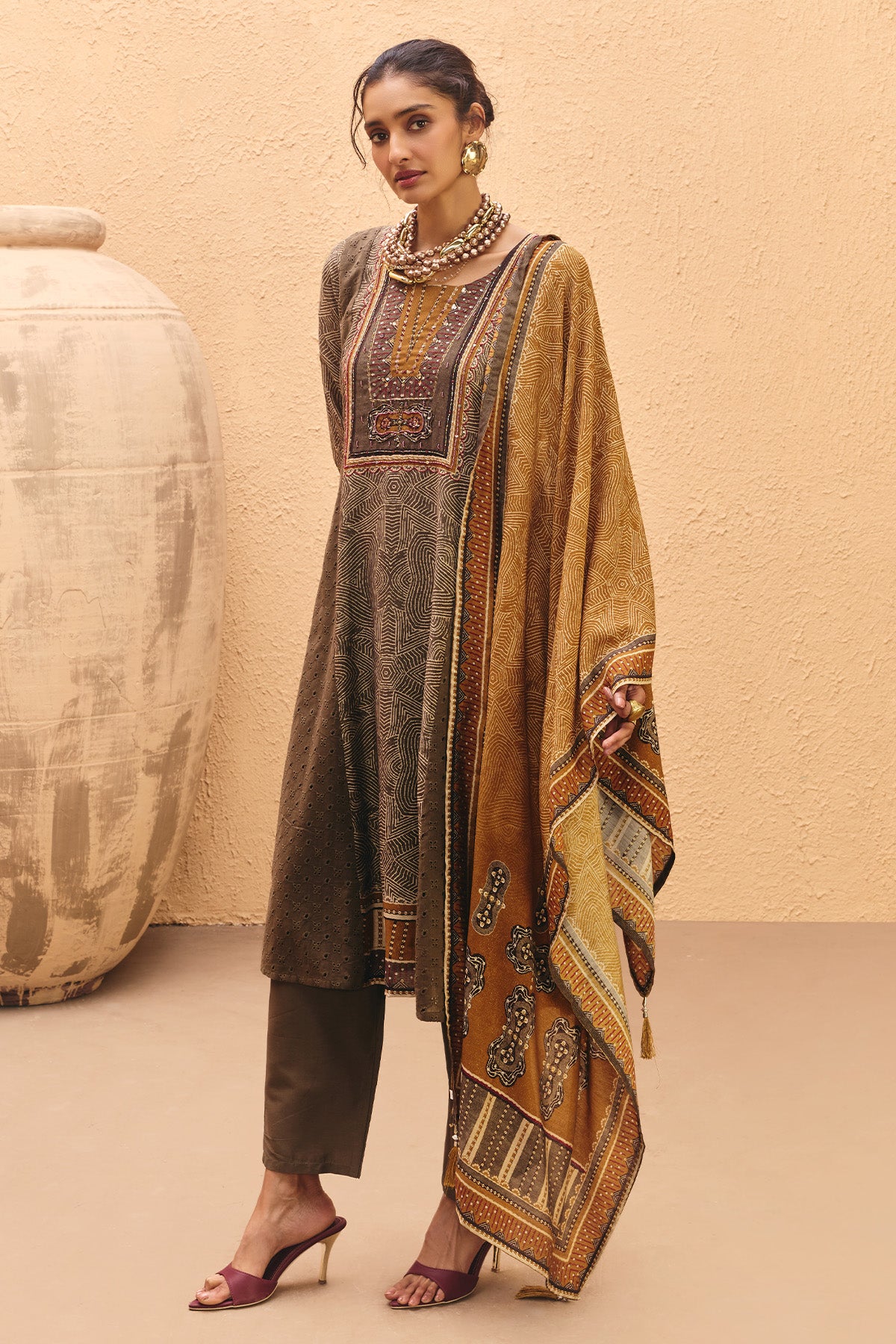 Green Printed Kurta Set (3 Piece)