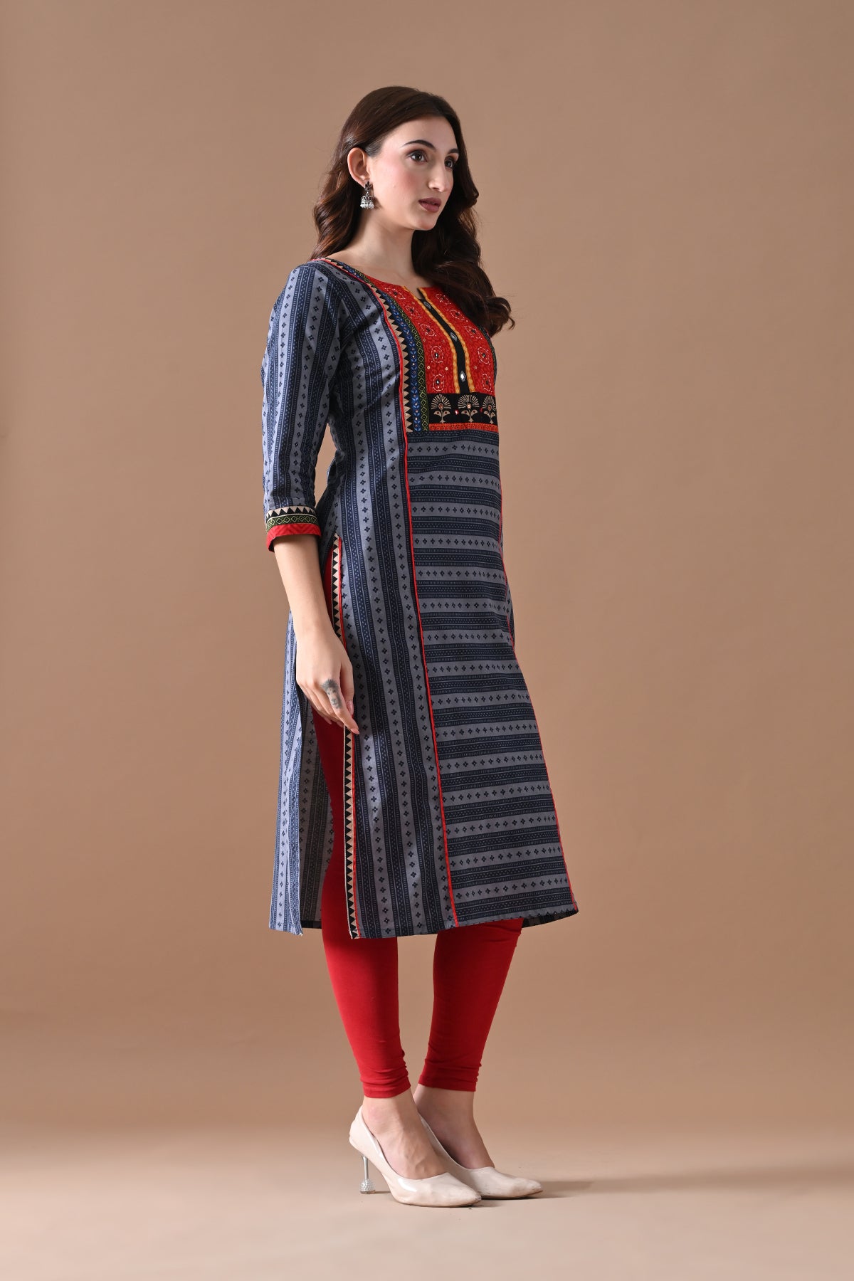 Grey Printed Kurta