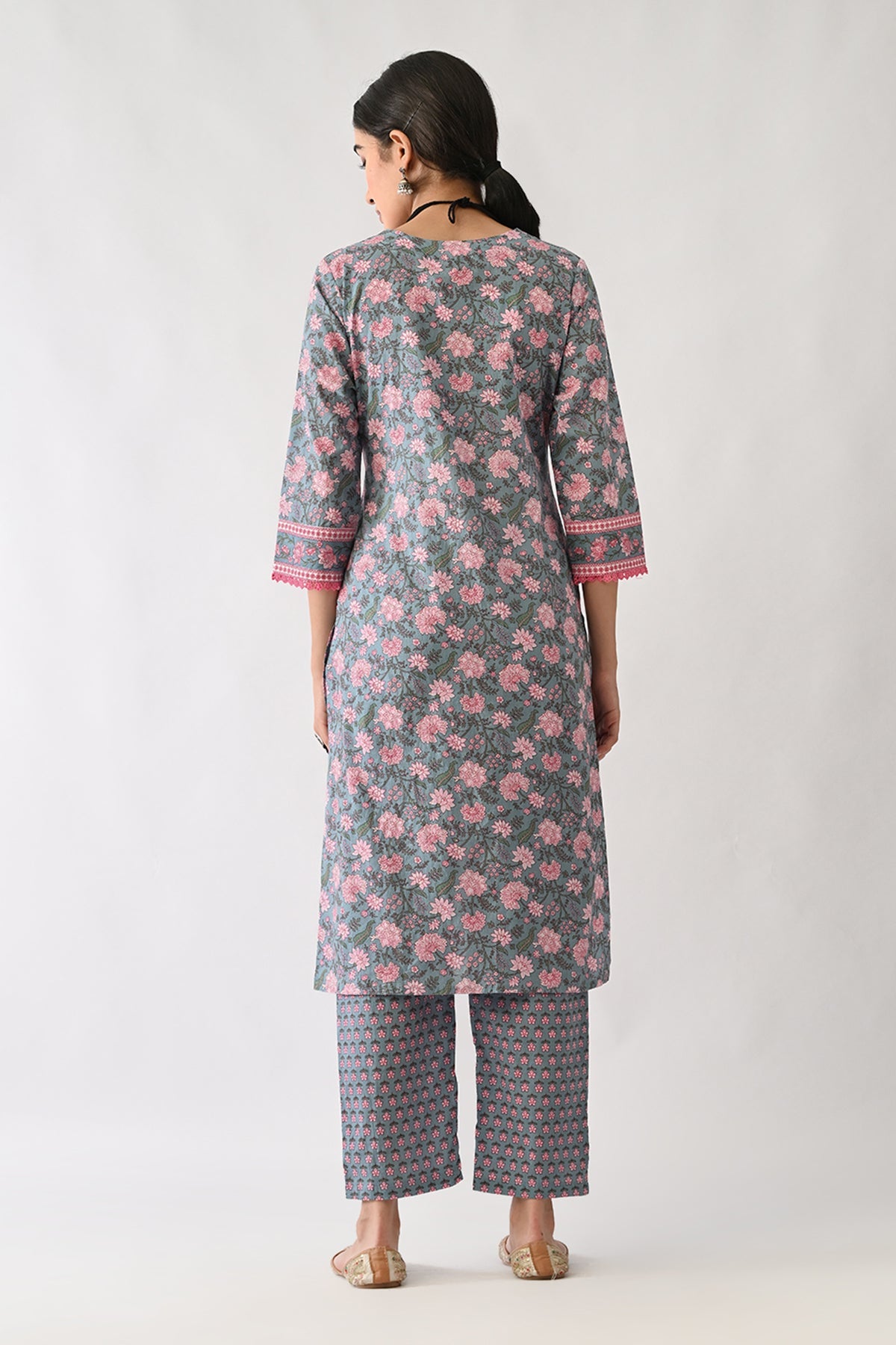 Blue Printed Kurta Set (2 Piece)
