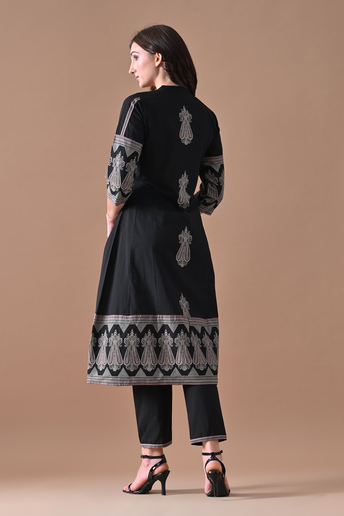 Black Printed Kurta 3 Pcs Set