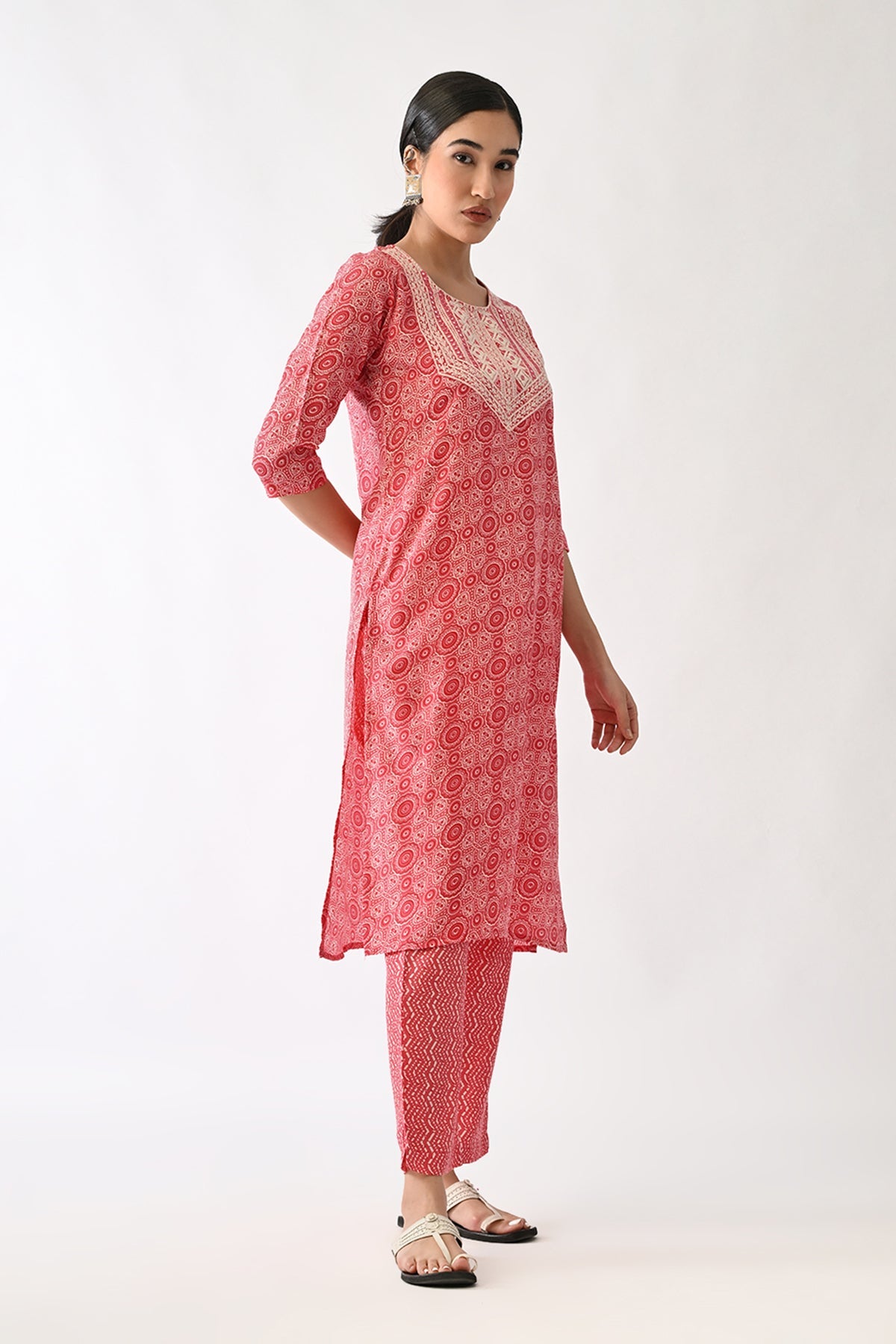 Pink Printed Kurta Set(3 Piece)