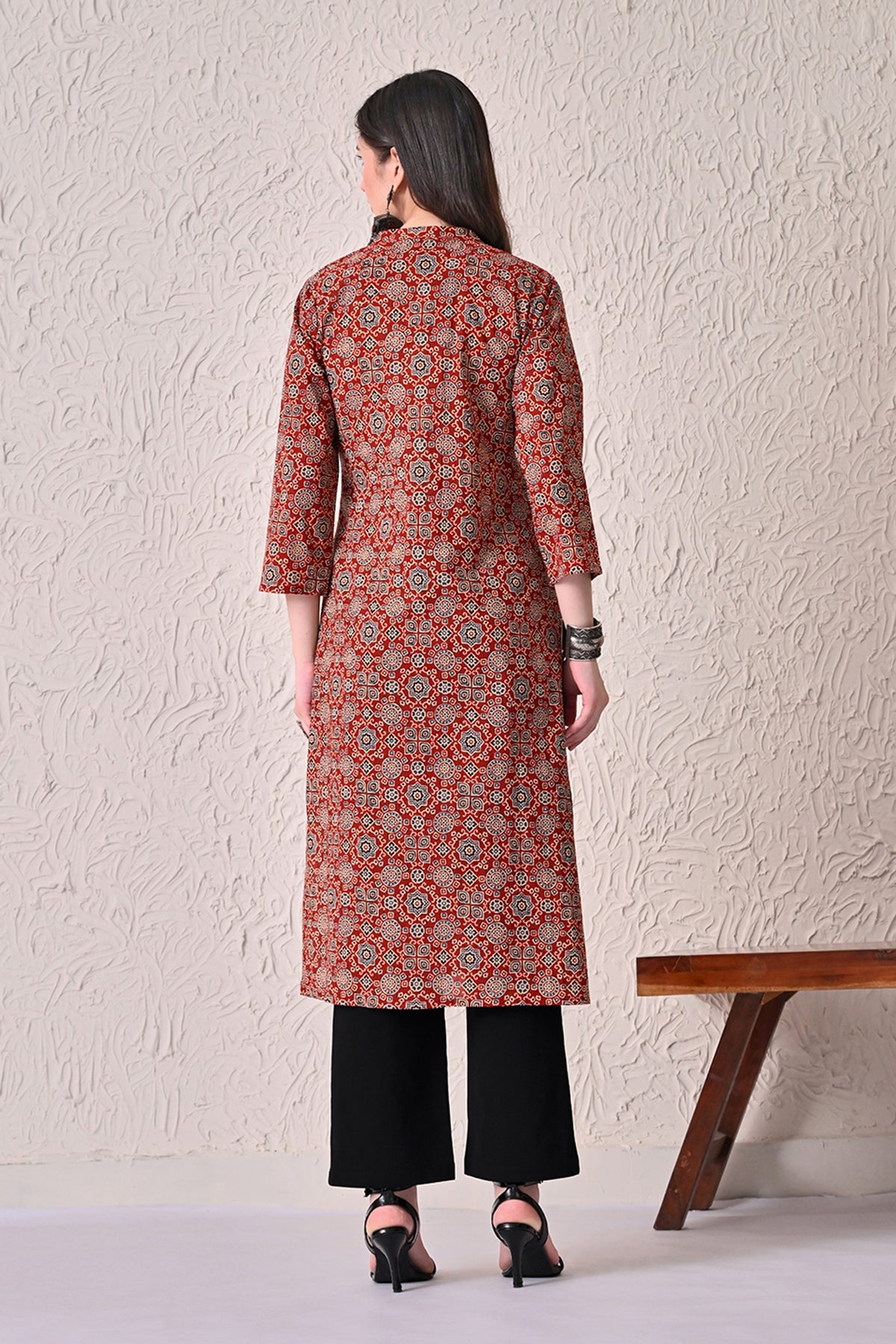 Rust Printed Kurta