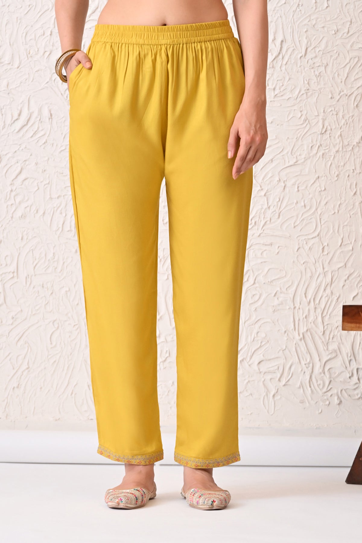 Yellow Embroidered Kurta 2 Pcs Set